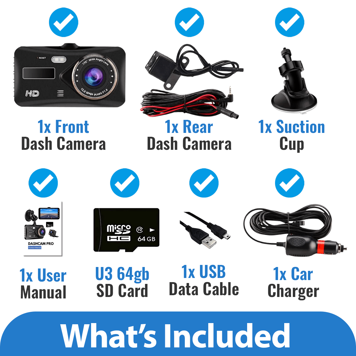 Dashcam Pro (Front & Rear) Free 64GB SD Card
