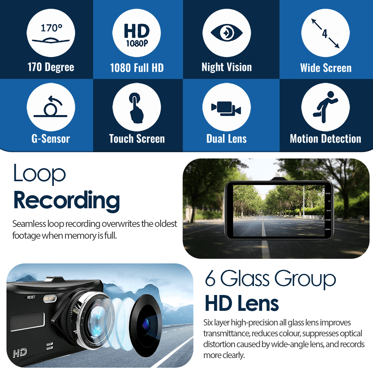 Dashcam Pro (Front & Rear Camera)