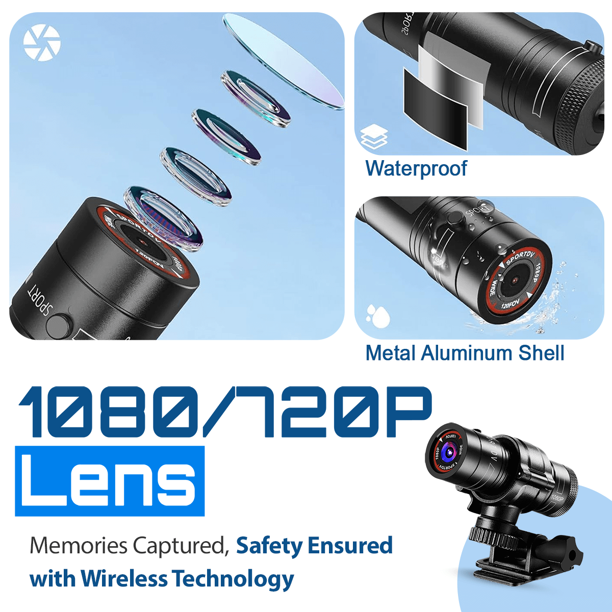 Dashcam Action (For Cyclists & Motorbikes) WIRELESS DP12